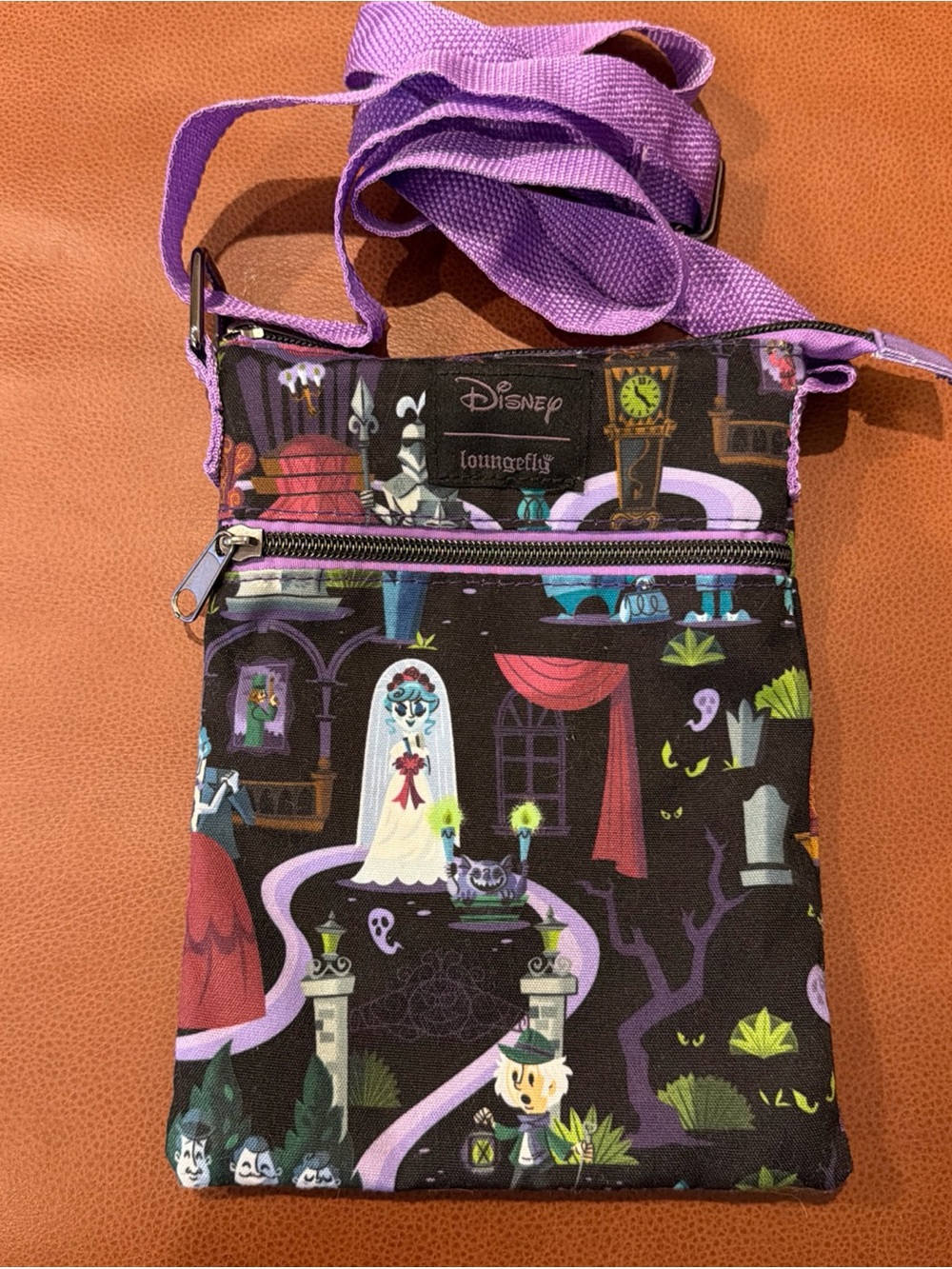 Loungefly Black & Purple Haunted Mansion Crossbody Bag